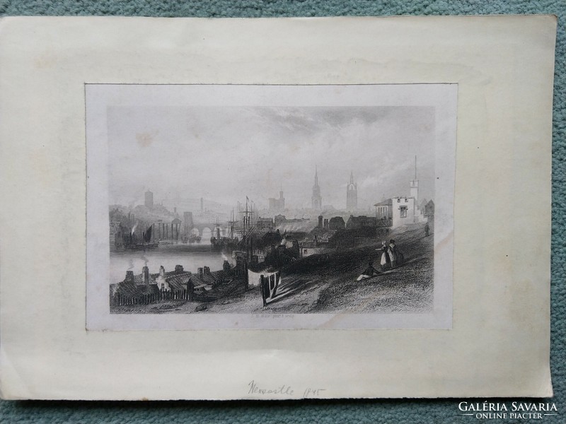 Newcastle , Eredeti acelmetszet ca.1845