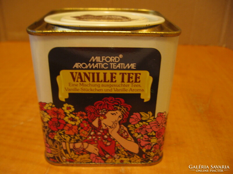 Milford aromatic teatime vanilla tee with art nouveau pattern, metal tin box