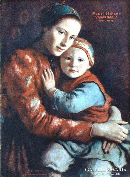 oszkár Glatz: the good aunt (contemporary copy, pastel, paper 50x35 cm + frame) double portrait