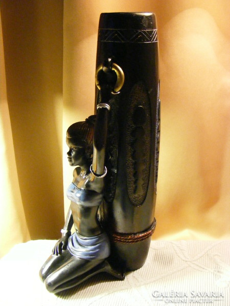 African woman statue vase resin 37 cm