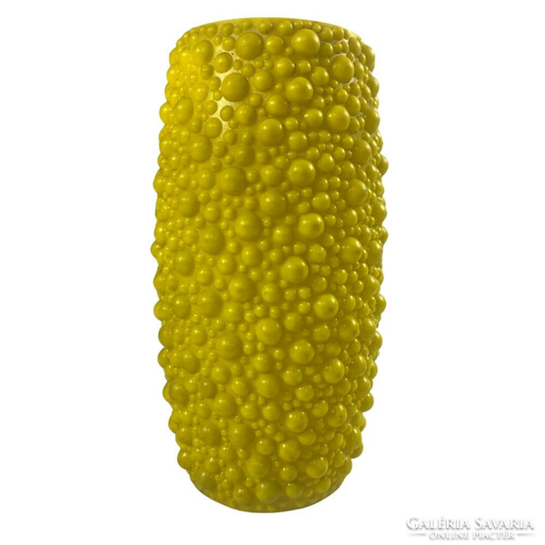 Retro sárga műanyag buborékos váza az 1970-es évekből