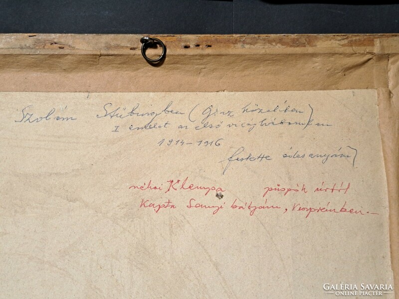 Akvarell enteriőr "Szobám Stübingban, I. emelet az első világháborúban" (kerettel 33x45 cm) Ausztria