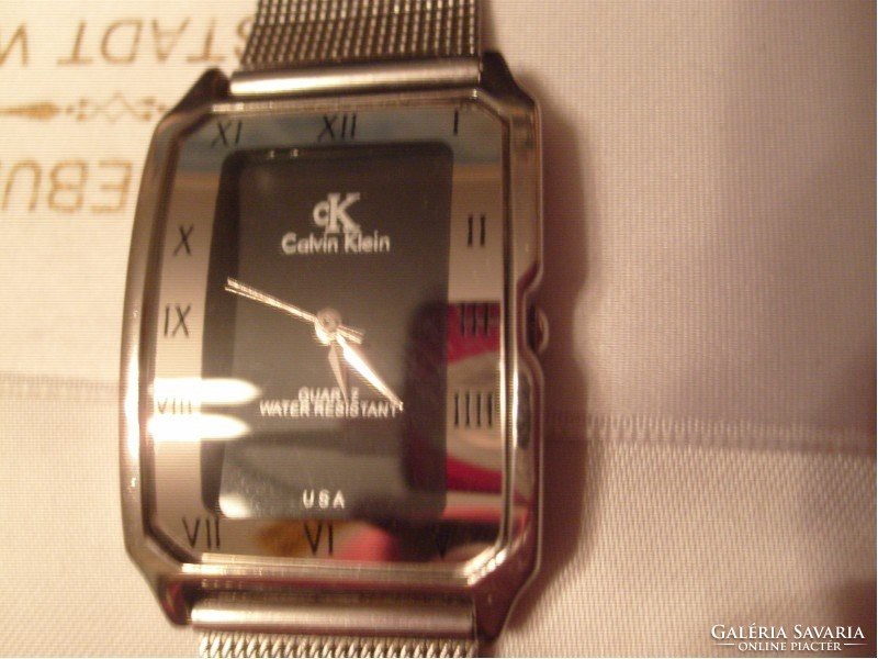 E5 calvin klein rhodium usa waterproof watch + metal box with special soft fall metal fabric strap