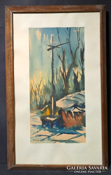 Balatonfüred, 1972 (with frame 56x35 cm) watercolor - Sándor czuppon