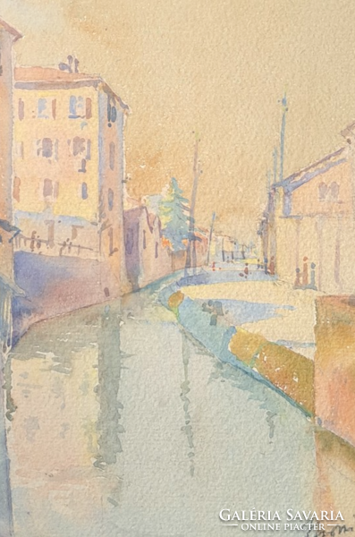 Velencei utcakép (kerettel 33x43 cm) akvarell
