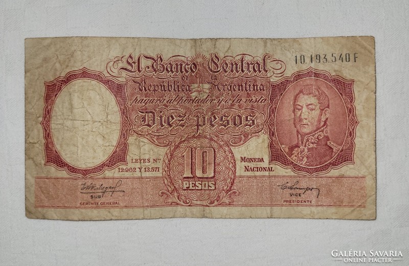 Argentina, 1960, 10 peso banknote