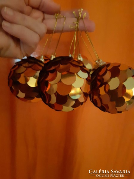 7 Christmas tree ornaments with sequins xmas golden bronze