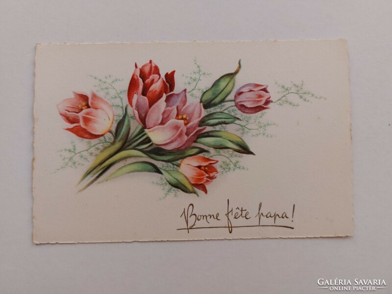 Régi képeslap virágos levelezőlap tulipán
