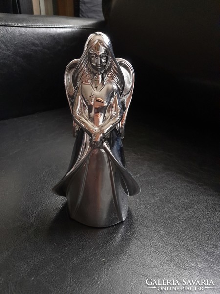 Standing silver angel - ceramic figure