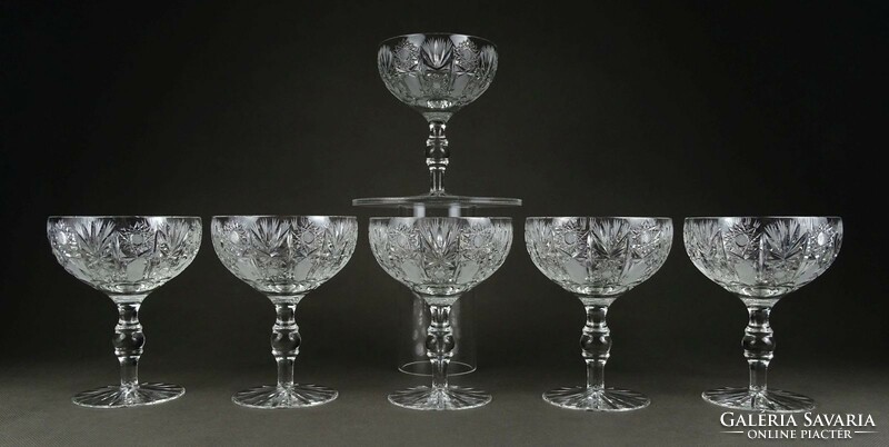 1L561 beautiful old stemmed crystal champagne glasses set of 6 pieces