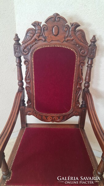 A637 antique renaissance style throne armchairs