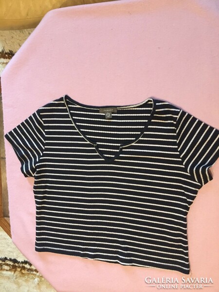 Women's top with blue and white stripes, L/XL