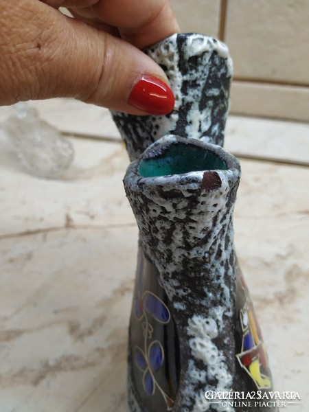 Beautiful vase for sale! Cracked glaze, with a burnt motif on the front and back, marked on the bottom