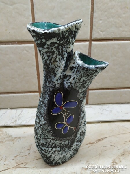 Beautiful vase for sale! Cracked glaze, with a burnt motif on the front and back, marked on the bottom