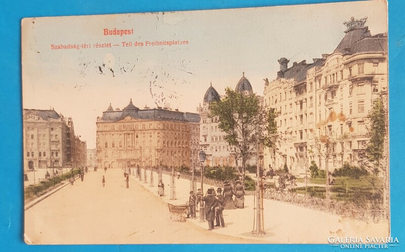 Képeslap Budapest , Szabadság-tér 1909 évi  bélyegző
