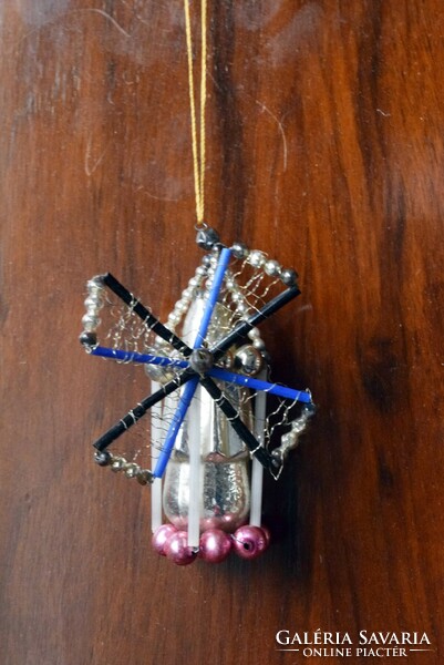 Old tapestry glass Christmas tree decoration mill 5.5 x 3 x 8 cm