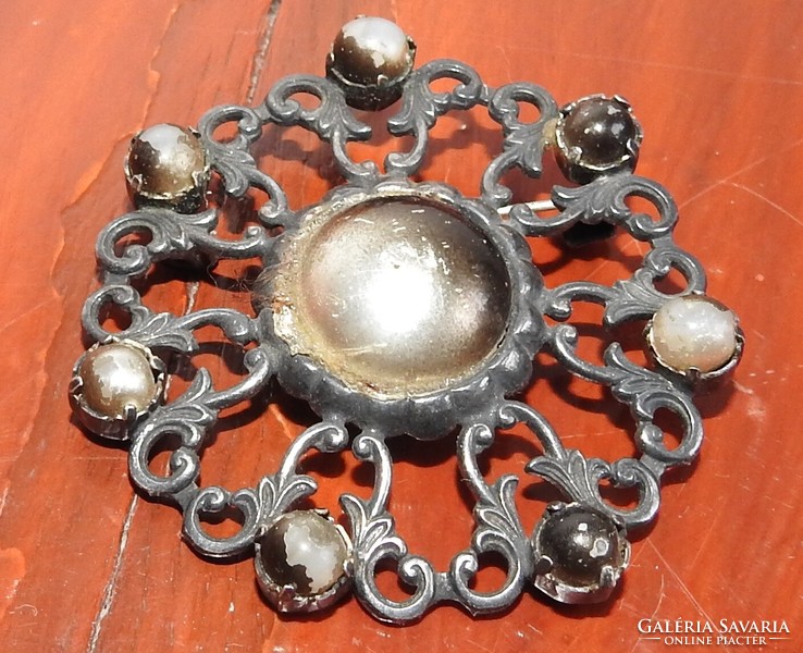 Antique baroque gold plated silver brooch - pin