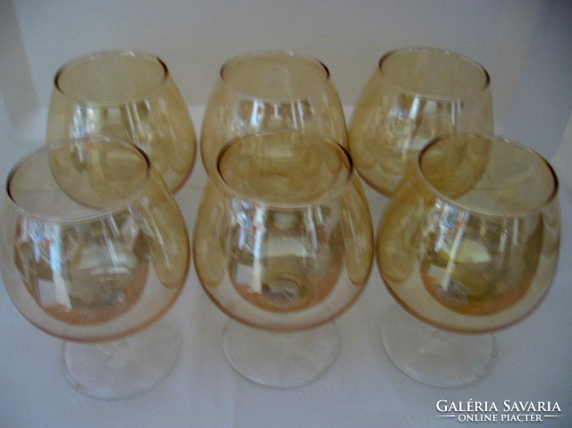 Set of cognac glasses with luster base 6 pieces