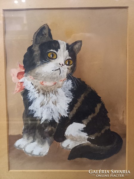 Unknown artist cat painting