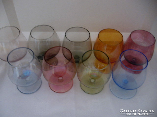 Mixed colored cognac stemmed glasses