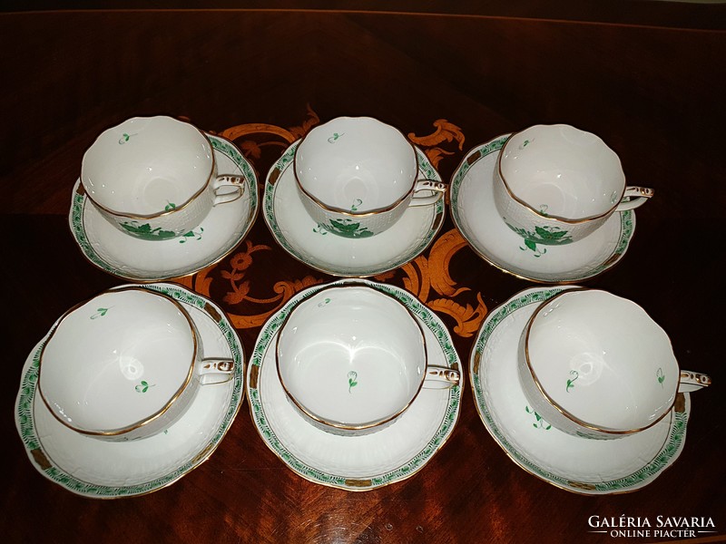 Herend green Appony tea cup + base 6 pcs