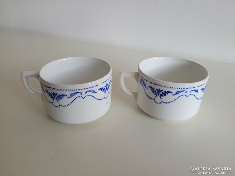 Old K.P. Granite cup blue patterned tea mug 2 pcs