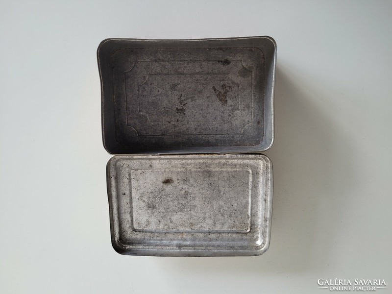Régi fémdoboz hóvirág mintás vintage Szent István Cikória Kávépótlék doboz