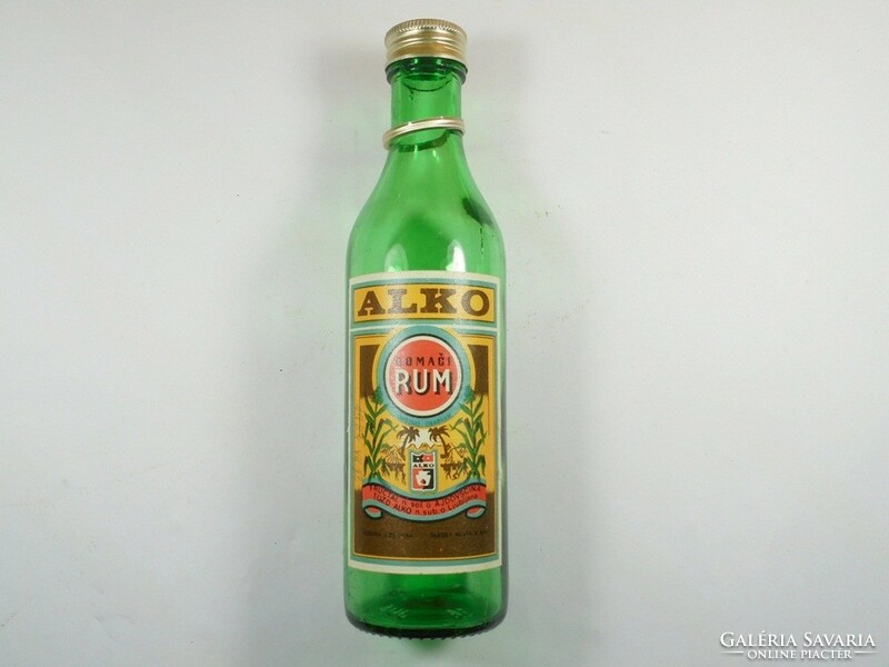 Retro régi papír címkés üveg palack - Alko Domaci Rum - Jugoszláv-Szerb ital- 1980-as évek 0,25 l