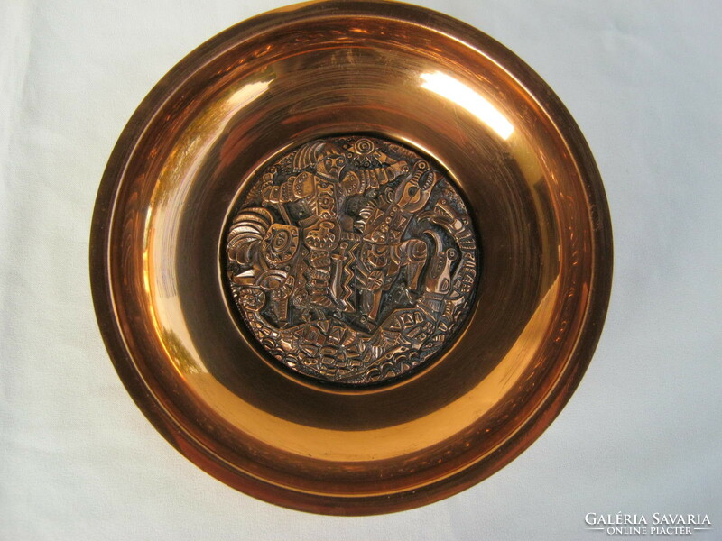 Retro ... Industrial copper wall bowl with dragon slaying sacred pearl