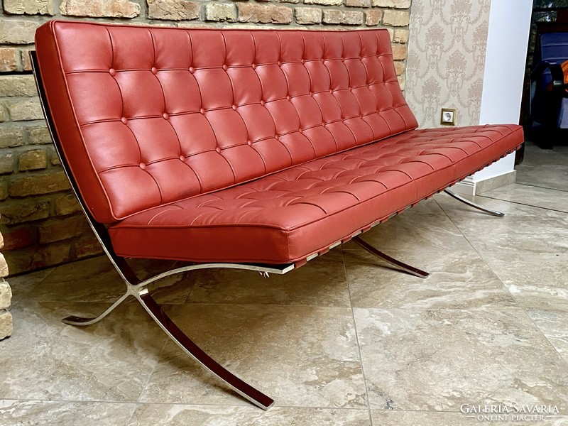Bauhaus barcelona red leather sofa