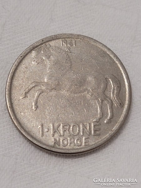 Norway, 1 kroner, 1961.