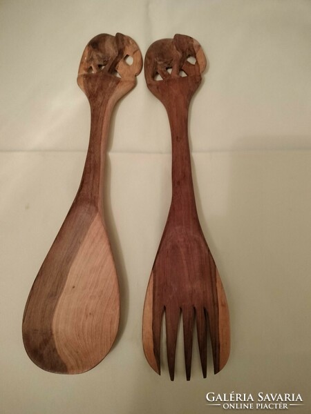 Elephant African wooden spoon and fork iii.