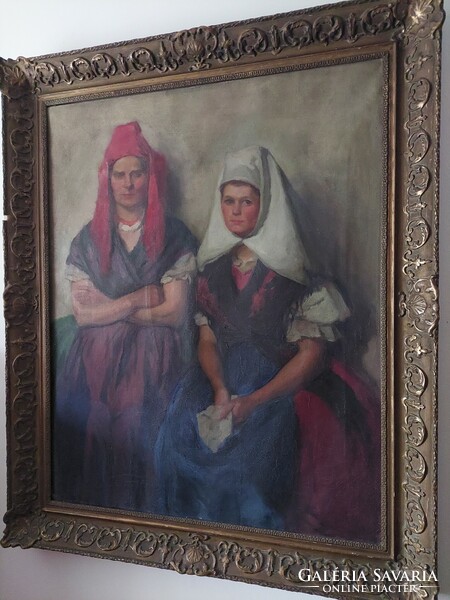 Antik portré festmény 80 x 100 cm 1900 as évek