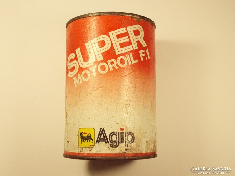 Retro Agip Super Motoroil olajos doboz - motor olaj flakon - 1 literes - 1970-1980-as évekből