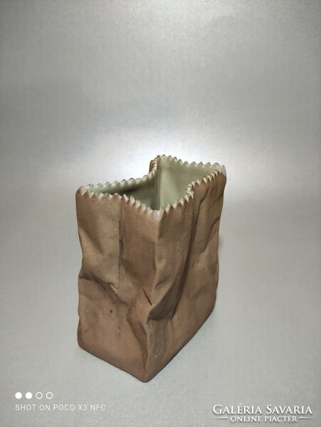 Rosenthal crumpled porcelain ceramic vase bag vase with small damage