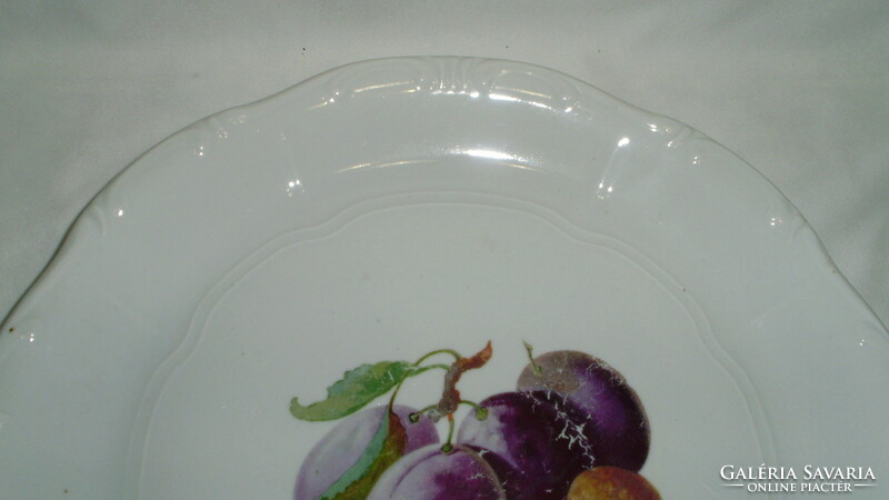 Old Zsolnay large plate - with plum and walnut decor - 30 cm