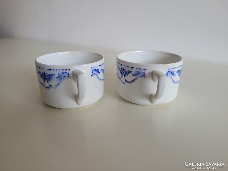 Old K.P. Granite cup blue patterned tea mug 2 pcs