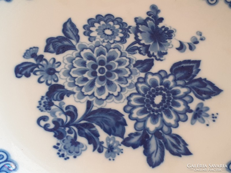 Old wallendorf echt cobalt porcelain plate blue floral set 7 pcs