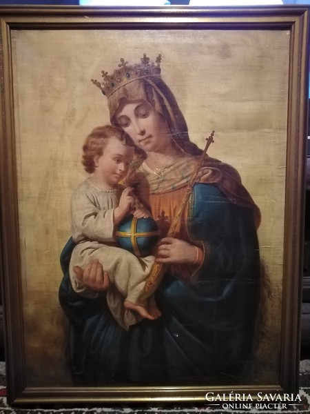 Mary with baby Jesus antique painting