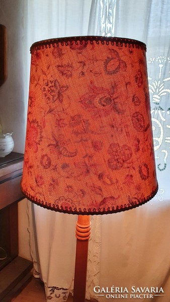 Retro, 3-legged old wooden floor lamp with storage table.