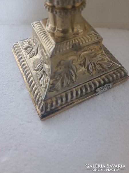 Antik aranyozott ezüst gyertyatartó korinthoszi oszlop 314gr