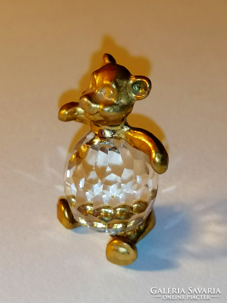 Very rare gilded metal and polished swarovski crystal bear 38.