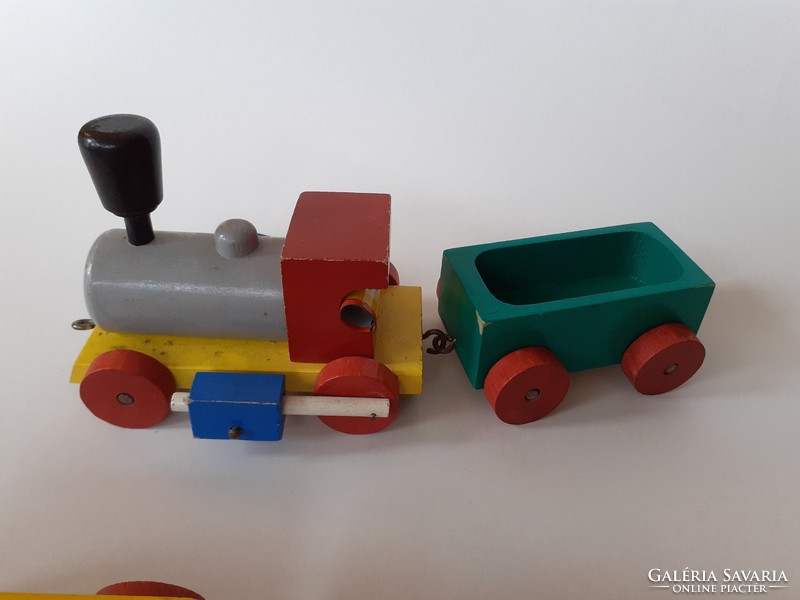 Retro fajáték vonat régi fa mozdony játék