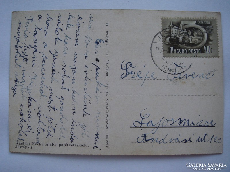 Régi képeslap Jászapáti 1954 levelezőlap