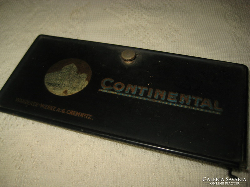 Antique, continental metal, typewriter company size approx. 18 x 6 cm