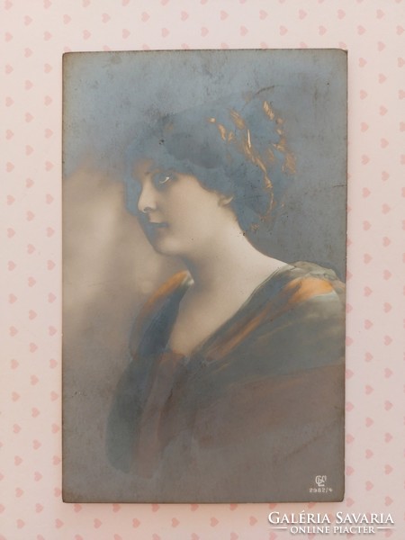 Régi képeslap 1913 női fotó levelezőlap