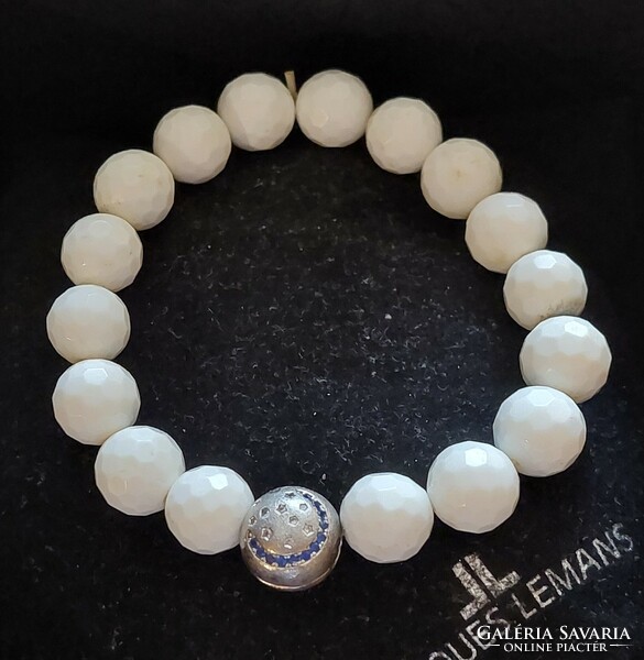 Beautiful faceted white coral bracelet with silver ninaqueen removable charm