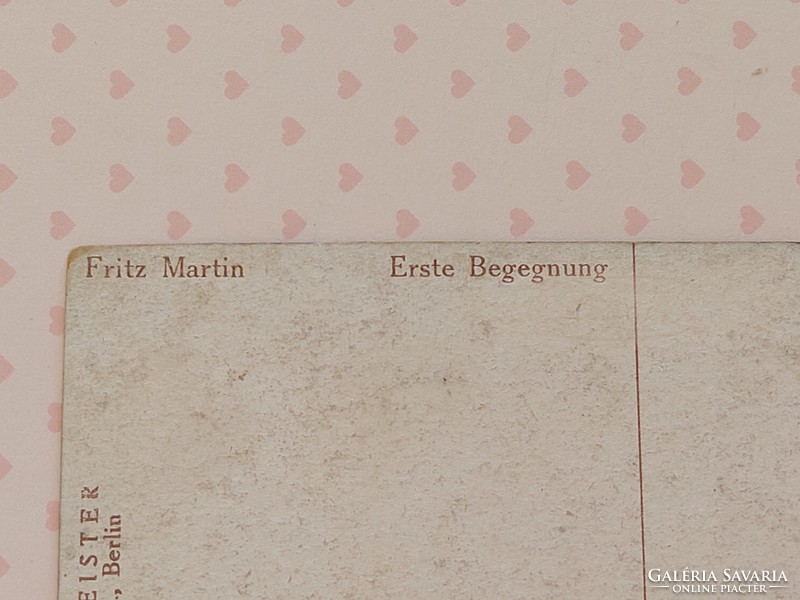 Régi képeslap Fritz Martin művészi levelezőlap séta