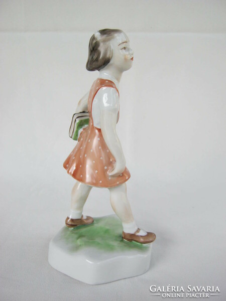 Retro ... Zsolnay porcelán pöttyös ruhás kislány
