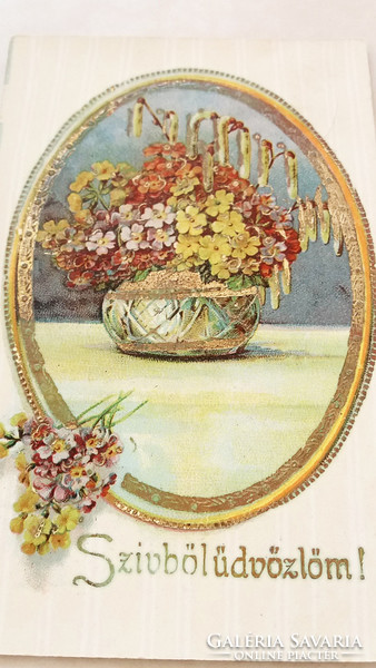 Régi képeslap 1942 virágcsokros levelezőlap